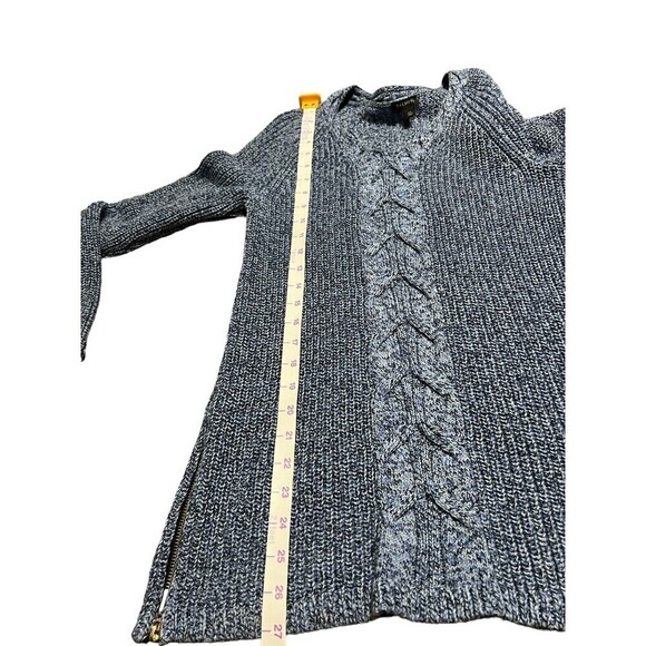 Talbots Sweater Womens XS VNeck Pullover Cable Knit blue Cotton Side Zip Hems - Picture 5 of 6